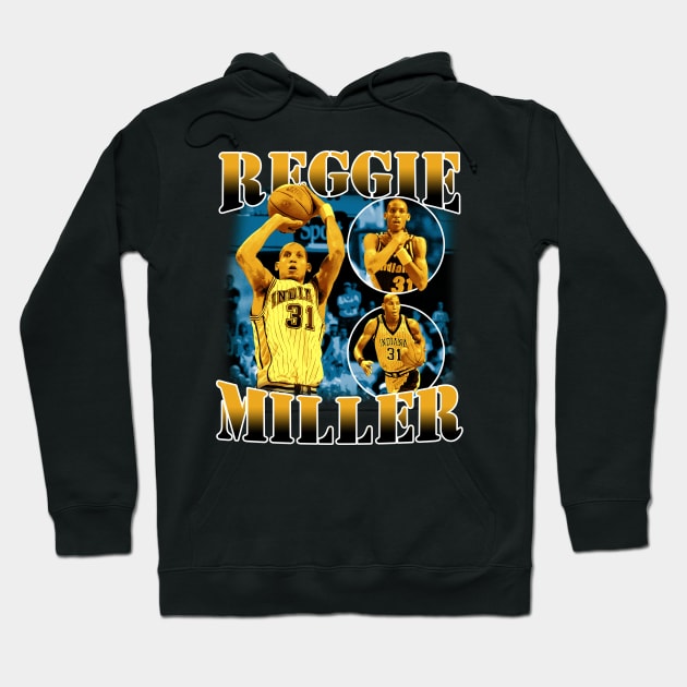 Reggie Miller Choke Sign Basketball Legend Signature Vintage Retro 80s 90s Bootleg Rap Style Hoodie by CarDE